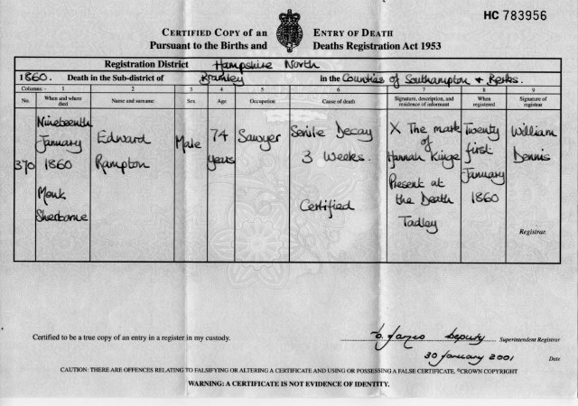 Edward's Death Certificate